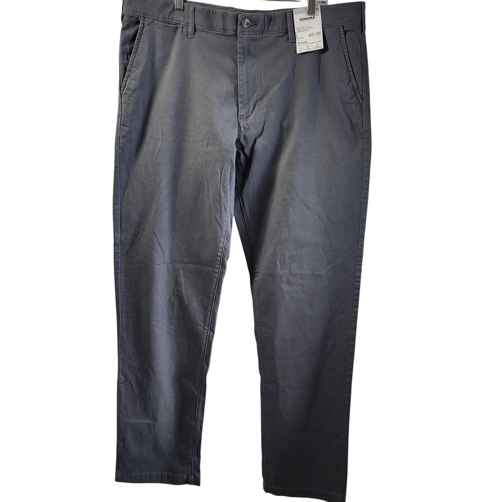 Sonoma Goods for Life Flexwear Straight Leg Pants Men's Big & Tall 40x36 Gray